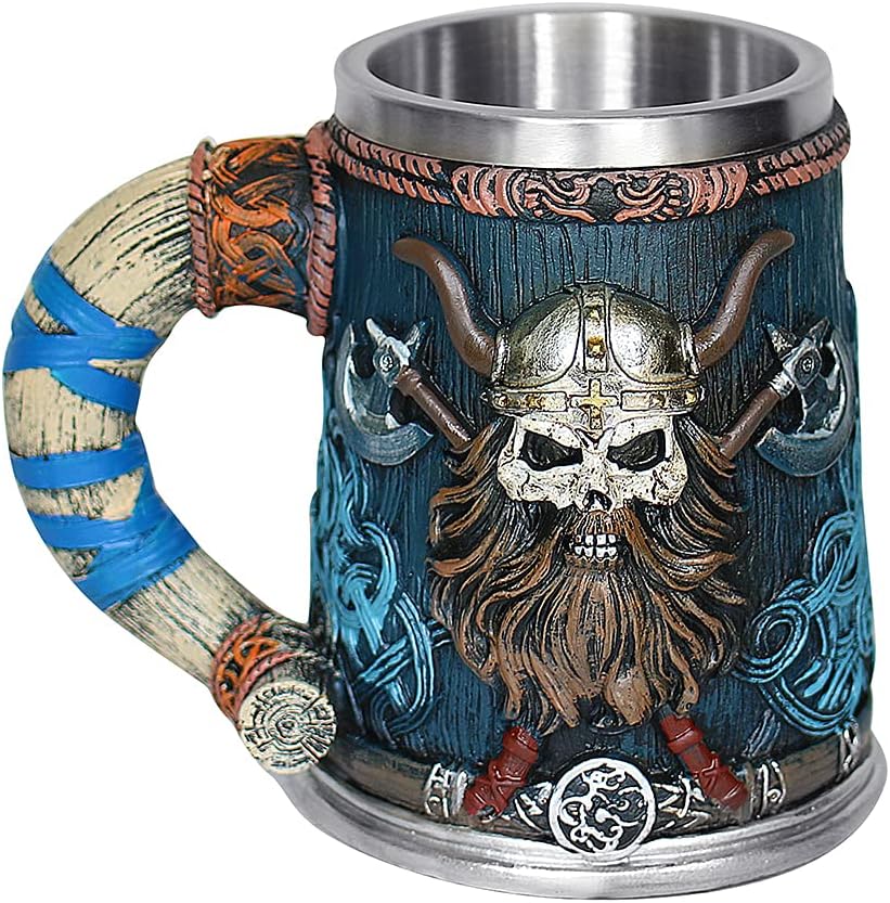 Joy Full Mug Beer Stein Mug Joy Full Mug Nordic Viking Warrior Skull Mug Tankard 17oz