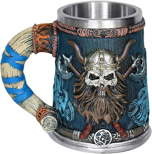 Joy Full Mug Beer Stein Mug Joy Full Mug Nordic Viking Warrior Skull Mug Tankard 17oz