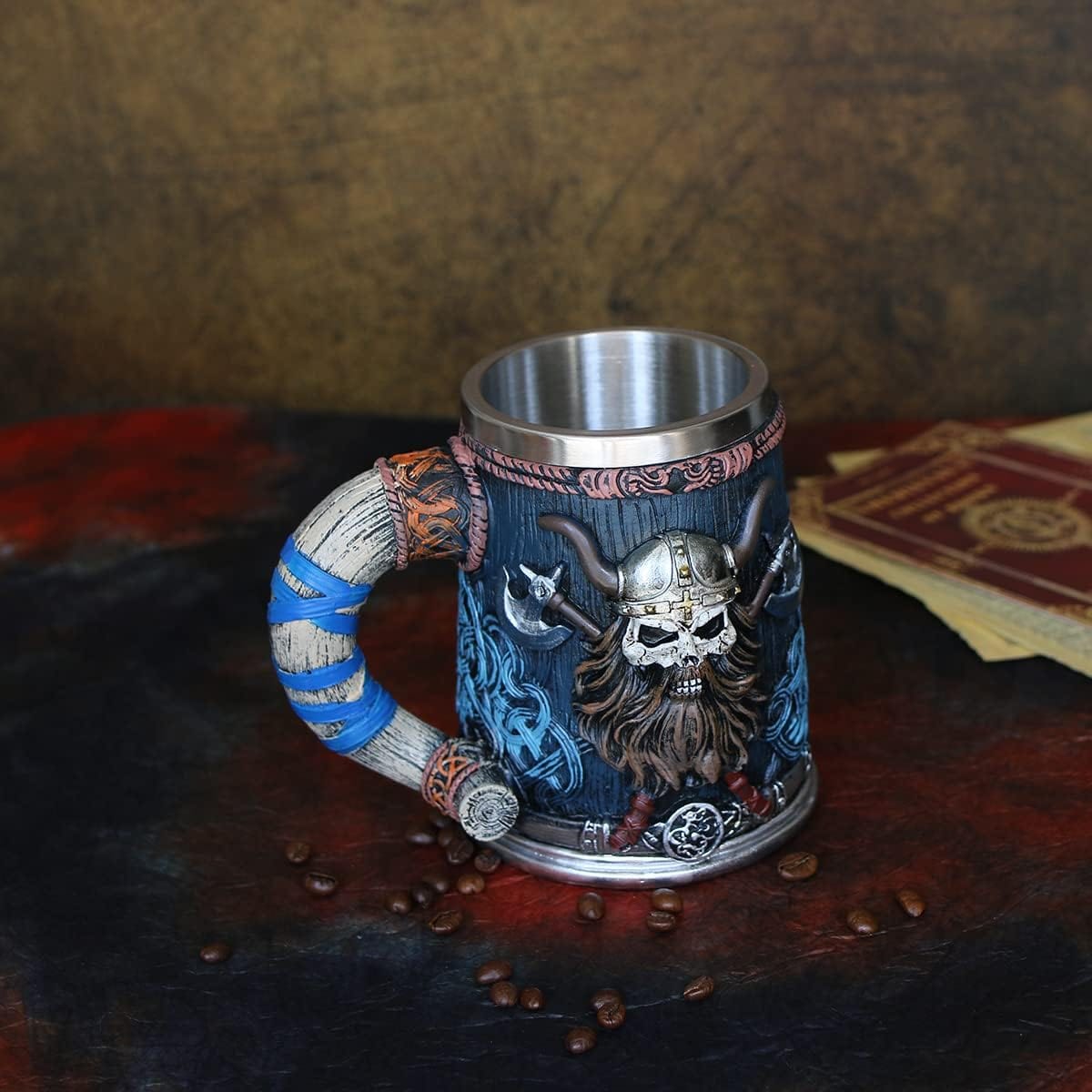 Joy Full Mug Beer Stein Mug Joy Full Mug Nordic Viking Warrior Skull Mug Tankard 17oz