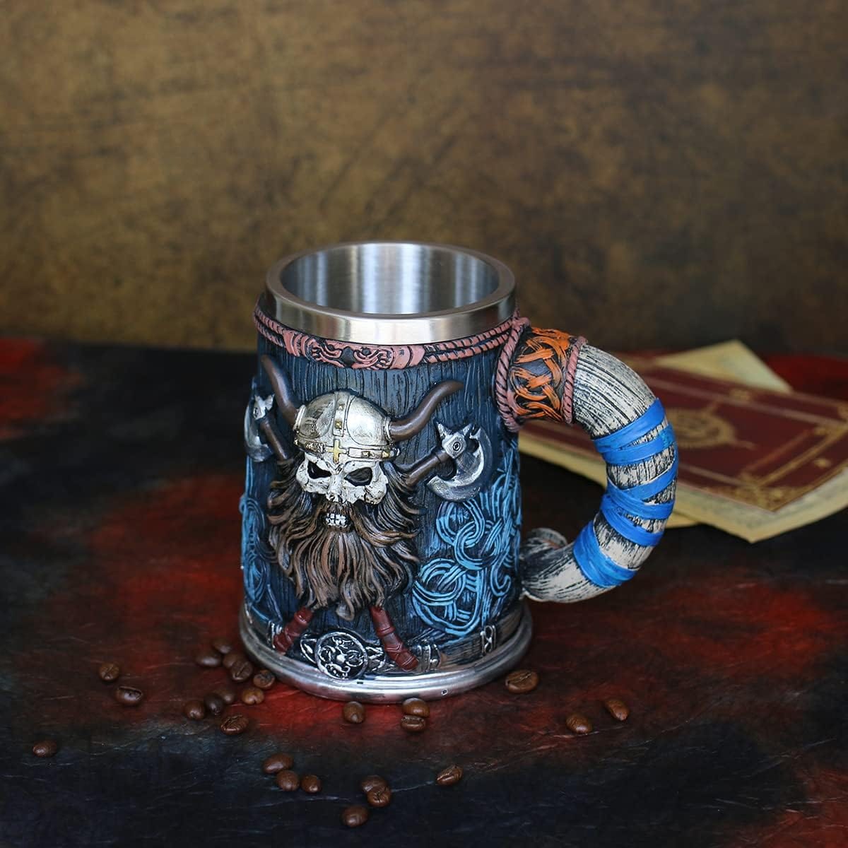 Joy Full Mug Beer Stein Mug Joy Full Mug Nordic Viking Warrior Skull Mug Tankard 17oz