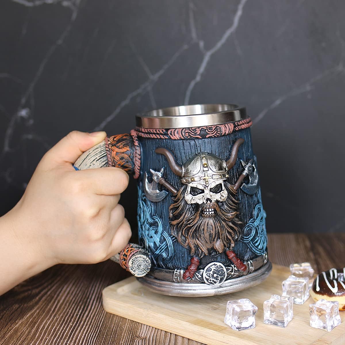 Joy Full Mug Beer Stein Mug Joy Full Mug Nordic Viking Warrior Skull Mug Tankard 17oz