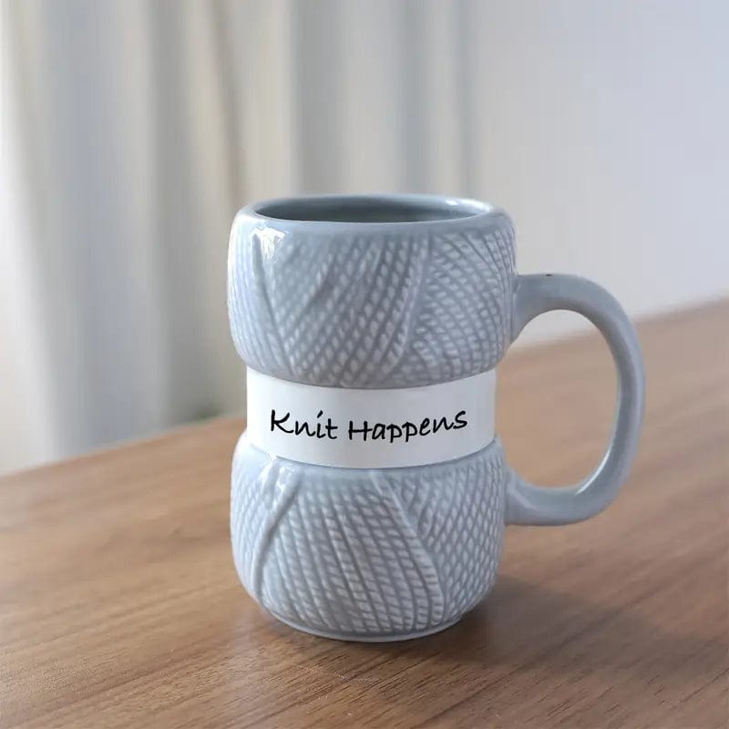 Joy Full Mug Coffee Mug grey Crochet Gift Cup Ceramic Water Cup Coffee Cup